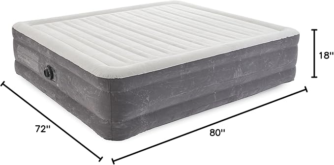 Intex 18-Inch King-Sized Inflatable Fiber-Tech Elevated Premium Plush Comfort Air Mattress Bed with Built-in Pump and Dura-Beam Technology (2 Pack)