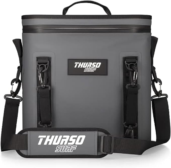 THURSO SURF Soft Cooler 24 Can Portable Ice Cooler Bag — 48 hr Insulation Leakproof & Airtight Waterproof Zipper Floating Beach Cooler for Travel Camping Kayak Paddleboard