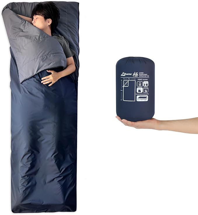 Litume Compact Sleeping Bag 68°F-50°F 1.6lbs, Combinable Lightweight Portable Packable sleep sacks for Adults for Backpacking, Camping, Hiking, Travel, Family, with Stuff Sack, 3 seasons, Velvet lined
