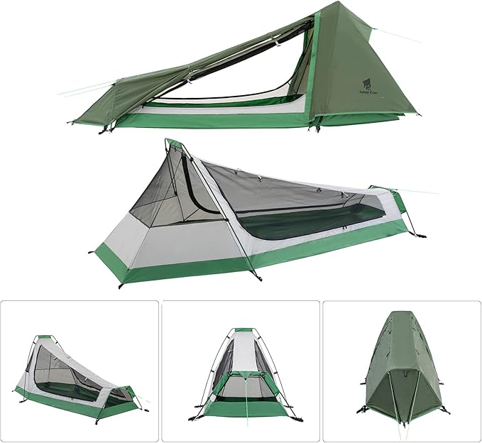 GEERTOP Ultralight Backpacking Tent for 1 Person and Replacement Tent Poles Bundle