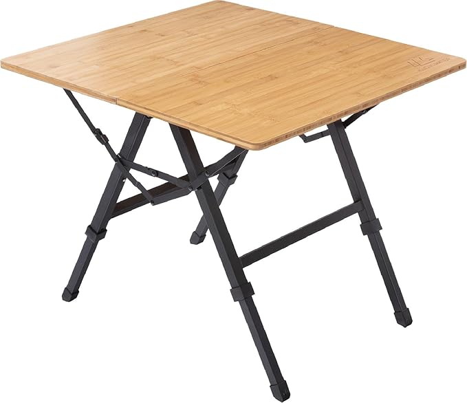 MOUNTAIN SUMMIT GEAR Foldable Bamboo Patio Table for Indoor/Outdoor Use (Made by Caddis Sports)