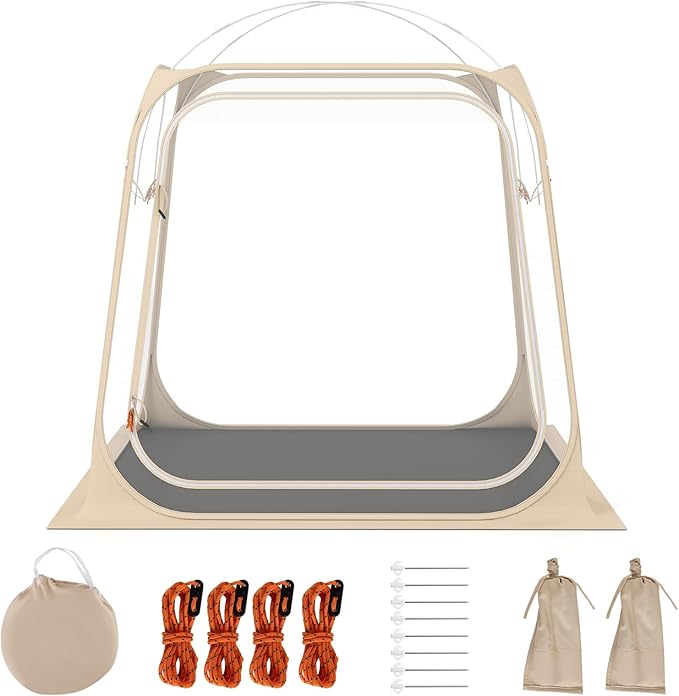 Goplus All Weather Pod Sports Tent for 2-4 People, 7 x 7 FT Easy Setup Clear Bubble Tent with Floor Mat, Camping Sun Shelter, Outdoor Screen House with Carrying Bag (7 x 7 x 6.4 ft（2-4 People）)