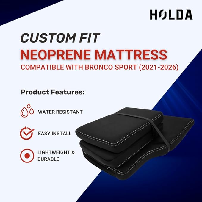 Holda Custom Fit Neoprene Mattress Compatible with Ford Bronco Sport (2021-2026) – 2-Piece Set, Water Resistant, Durable, Easy Install, Camping & Overlanding Comfort