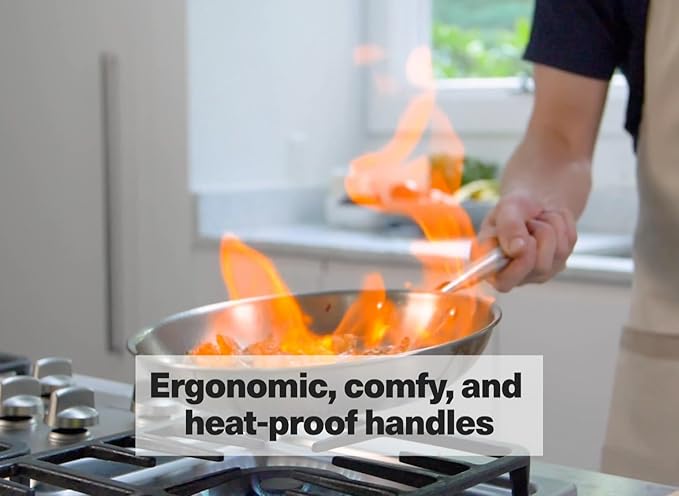 Misen 5-Ply Stainless Steel 10" & 12" Frying Pan Set - Professional Cookware for Induction, Gas and Electric - Dishwasher Safe, Oven Safe to 800°F - Durable, Versatile, Even Heating