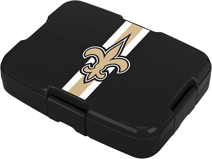 FOCO NFL Unisex-Adult Officially Licensed Team Color Stripe Primary Logo Football Leak Proof 5 Compartment Bento Lunch Box - New Orleans Saints