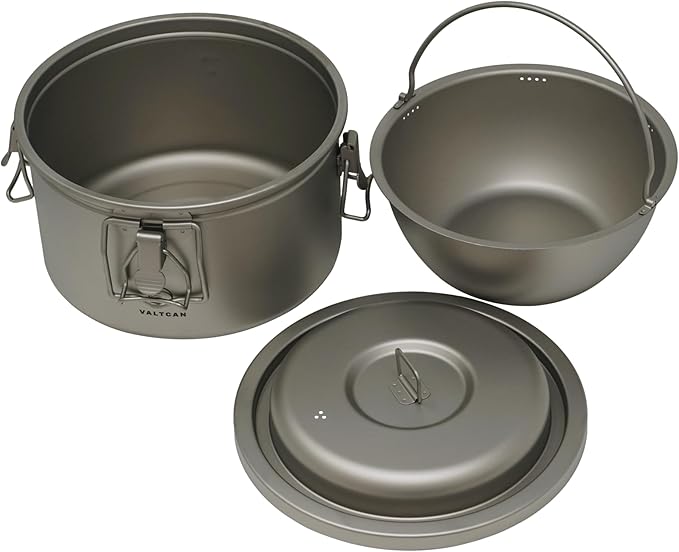 Valtcan 3200ml Titanium Rice Cooker Pot Home and Camping Backpacking Bento Lunch Box with locking Lid for Rapid Easy Rice Making 867g