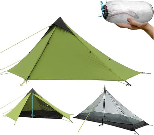 Ultralight Waterproof Tent, Double-Layer Three-Season Backpacking Tent for 1-Person Camping, Kayaking, Climbing, Hiking, Weighing in at only 2 pounds for The Tent