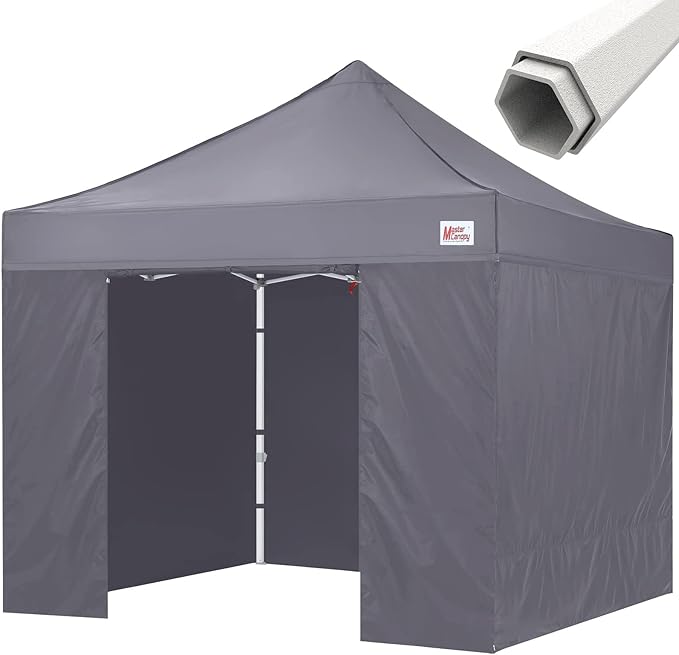 MASTERCANOPY 10x10 Heavy Duty Pop Up Commercial Instant Canopy with Sidewalls(10x10 Gray)