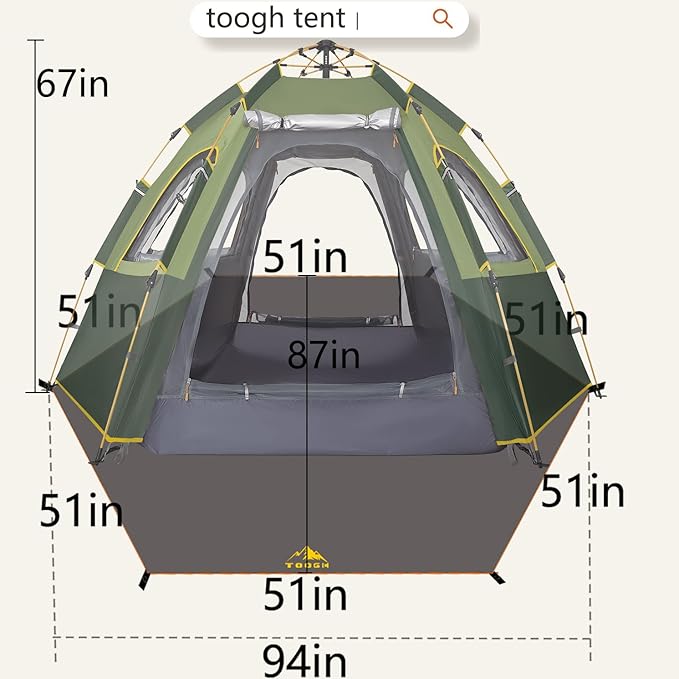 Camping Tent with Instant Setup, 2/3 Person Weatherproof Easy Quick Set Up in 60 Seconds with Rainfly Backpack Tent for Family Camping & Hiking, Upgraded Ventilation,Center Height 66-inch