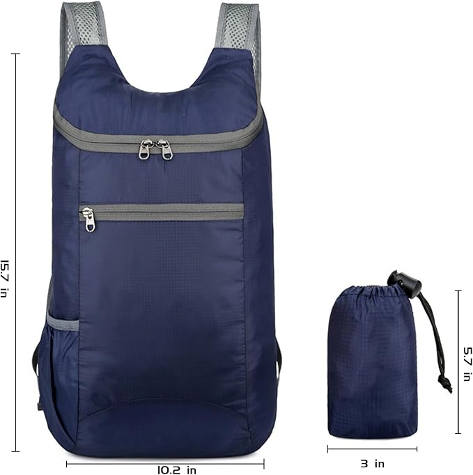 Portable Folding Backpack, Travel Hiking Backpack, Light and Compact, Waterproof and Durable, Super Large Capacity, Outdoor Camping, Travel Storage, Daily Use (Dark Blue)