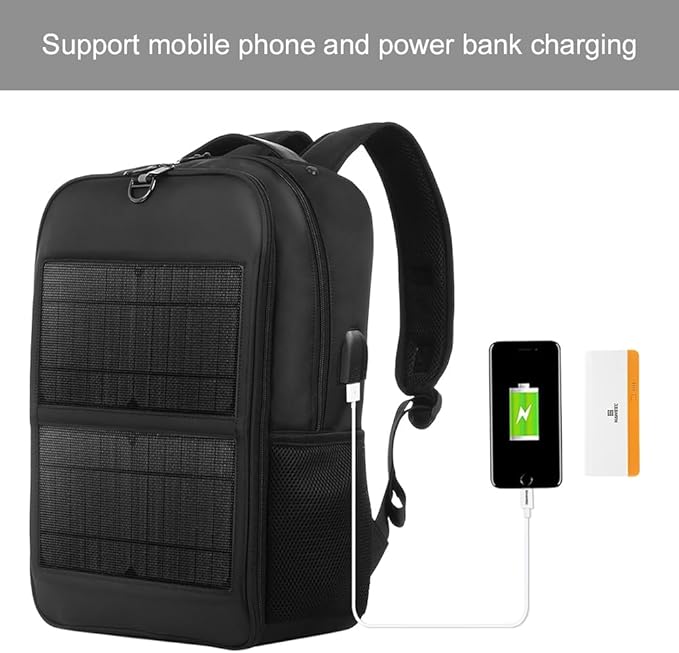 Solar Backpack with 14W Solar Panel Dual USB Port Waterproof Nylon Backpack for Outdoors Large-acity Travel Bag for Hiking Climbing