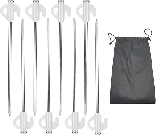 Heavy Duty Steel Tent Stakes - Glow in The Dark Tent Stakes, Durable Metal Ground Stakes with Storage Bag for Tents, Tarps, Canopy Accessories