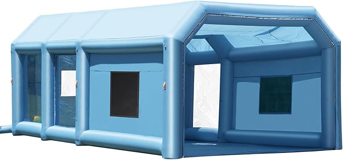 VEVOR Inflatable Paint Booth, 26.2 x 14.8 x 9.8 ft Inflatable Spray Booth, Portable Car Paint Booth for Small Truck, with 950W+750W Powerful Blowers and Air Filter System, Large Motorcycle, Midsize SU