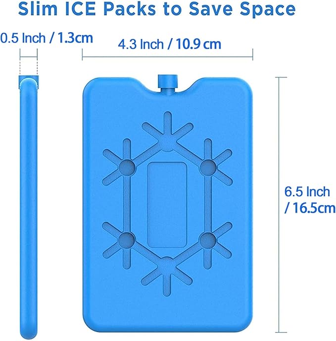 200ML Reusable Ice Packs for Lunch Box & Cooler, Slim Freezer Packs to Keep Food Fresh & Cold for Hours, Perfect for Travel, Picnic, Car, Office (2, Blue)