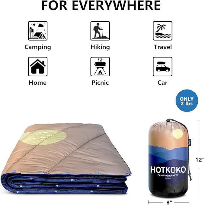 Camping Blanket,Puffy Printed Camping Blanket Lightweight Packable Outdoor Blanket for Camping,Traveling, Stadium, Hiking, Picnics