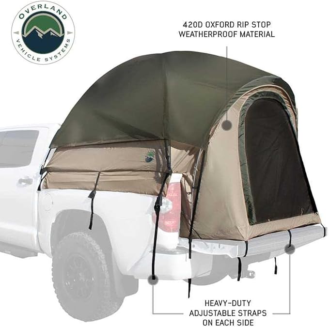 Overland Vehicle Systems LD TACT Truck Bed Tents - Tan Body & Green Rainfly