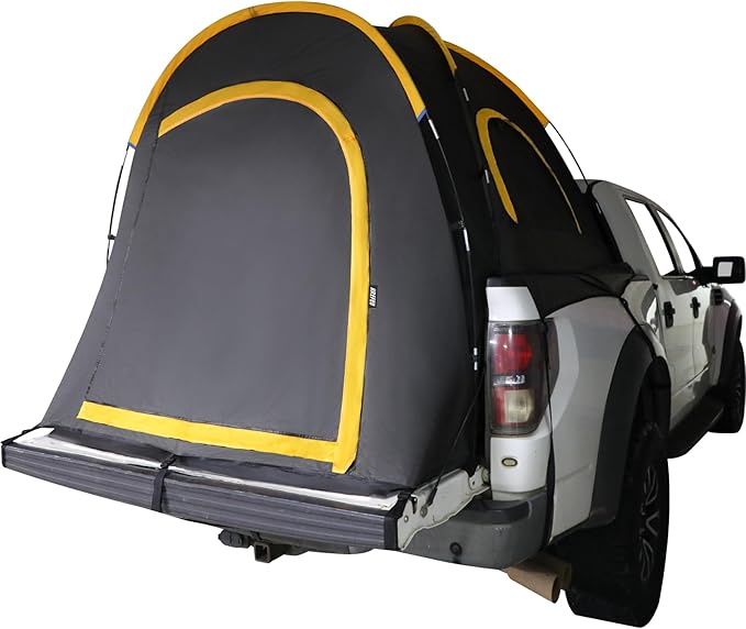 Pickup Truck Blackout Tent, Portable Truck Bed Tent for Camping, Waterproof PU2000mm Double Layer for 2 Person, Compact and Full Size Regular Bed Long Bed (Black)