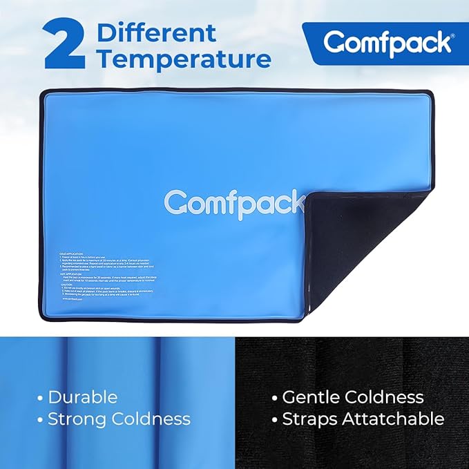 XL Ice Pack for Injuries Reusable, Flexible Hot Cold Pack 21.7 x 13 with 3 Straps for Full Back, Shoulder, Knee, Cold Pack Pain Relief for Swelling, Bruises, Muscle Pain, Inflammation