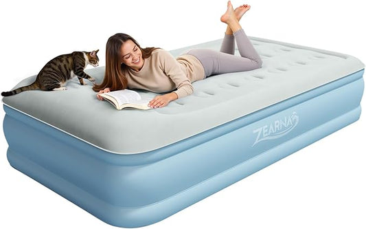 Twin Air Mattress with Built in Pump Raised, Blow Up Mattress 18 Raised Comfort, Upgraded Portable Air Bed with Pillow, Inflatable Mattress for Travel, Home and Guest, 550 lbs Max