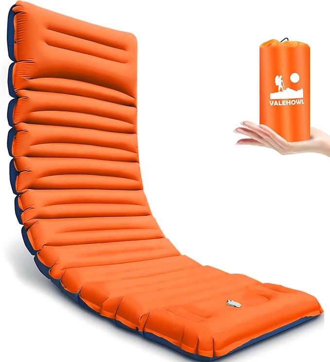 4 Inch Thick Camping Sleeping Pad with Internal Straps - R Value 4.0 for 4 Seasons, Durable & 100% Waterproof Outdoor Air Mattress, Lightweight Sleeping Mat for Hiking, Backpacking, Travel