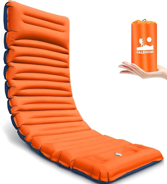 4 Inch Thick Camping Sleeping Pad with Internal Straps - R Value 4.0 for 4 Seasons, Durable & 100% Waterproof Outdoor Air Mattress, Lightweight Sleeping Mat for Hiking, Backpacking, Travel