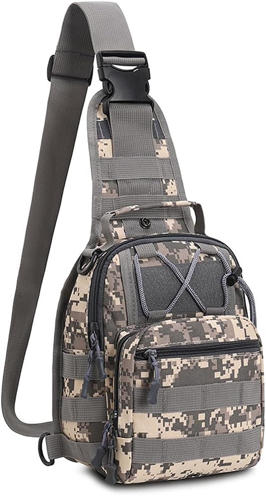 Viriber Tactical Backpack, Waterproof Military Cross-body Molle Sling Shoulder Backpack Chest Bag for Outdoor Every Day Carry Camouflage C
