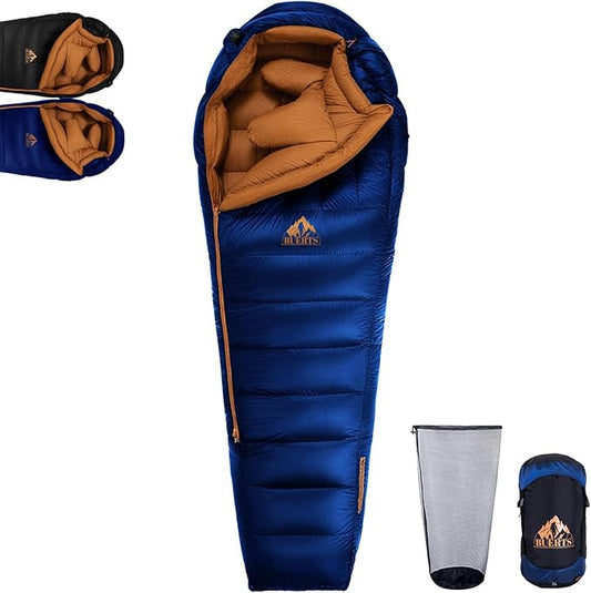 Down Backpacking Sleeping Bag for Cold Weather 32°F to 8°F, XXL Large Ultralight Sleeping Bag Ideal for Adults Camping, Hiking and Backpacking.