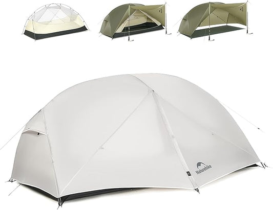 Naturehike Mongar Pro/Base Camping Tent, 1-3 Person Ultralight Backpacking Tent, PU3000mm, 20D Nylon 4 Season Waterproof, Mongar 2 Person UL Hiking Tent for Bike, Travel, Camp