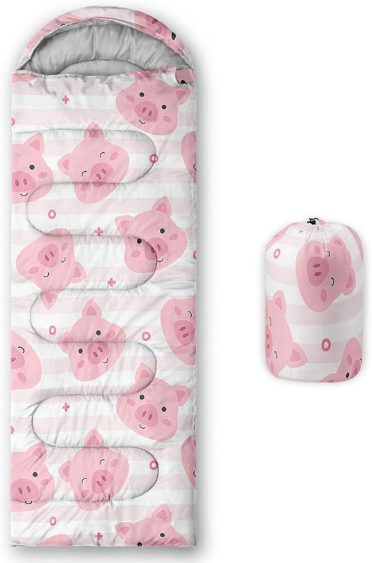 AILONEN Kawaii Puppy Sleeping Bag for Kids Boys Girls,Warm and Cool Weather,Lightweight,Waterproof Backpacking,Cartoon Cute Dog & Duck Animal Themed Blue Sleeping Bag for Camping