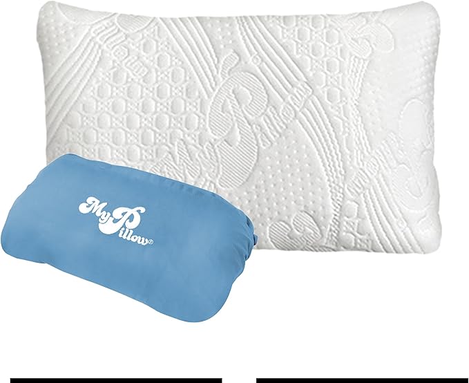 MyPillow Multi-Use Travel Pillow Compact Pillow for On-The-Go Comfort and Sleeping, Portable, Compact, Washable Pillow for Adult and Kids Neck Support [Midnight Blue]