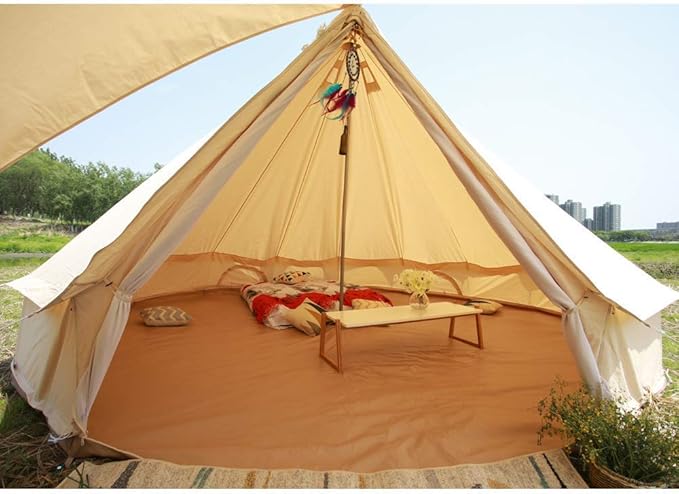UNISTRENGH 4 Seasons Large Luxury Bell Tents Glamping Waterproof Cotton Canvas Yurt Family Tents for Outdoor Camping Hiking Birthday Party