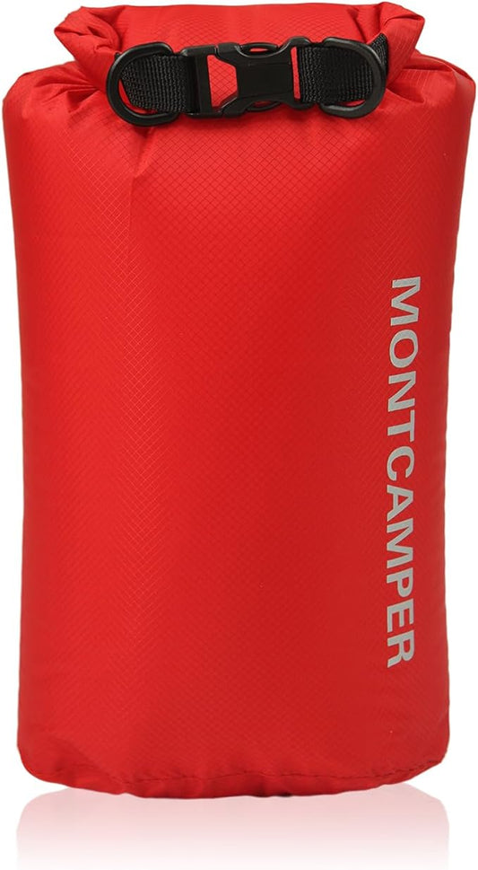 Waterproof Dry Bag 5L – 30D Nylon Roll Top Dry Sack with DWR & PU Coating, Lightweight Water-Resistant Storage for Kayaking, Camping, Hiking, Fishing & Beach (Red)