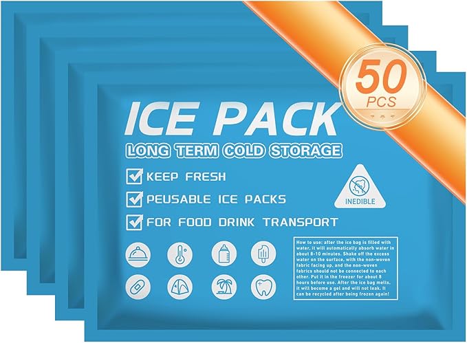 Ice Packs for Coolers Shipping Lunch Box Cold Cooler Bag Long Lasting Reusable Ice Pack Gel Freezer Packs for Camping