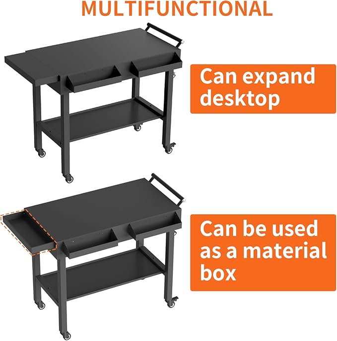 Portable BBQ Grill Cart with Prep Table, Outdoor Folding Utility Table with Wheels, Spice Rack, Bottle Opener