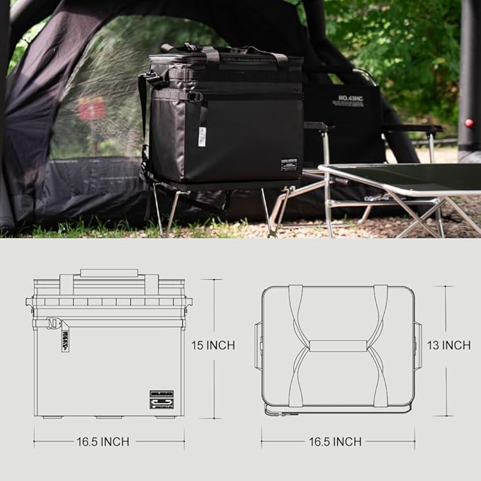 Collapsible Soft Cooler Bag, 48 Can Collapsible Insulated Ice Chest, Large Leakproof Camping & Travel Cooler Bag for Camping, Beach,Car, Fishing, Outdoor, Picnic- 35 Quart