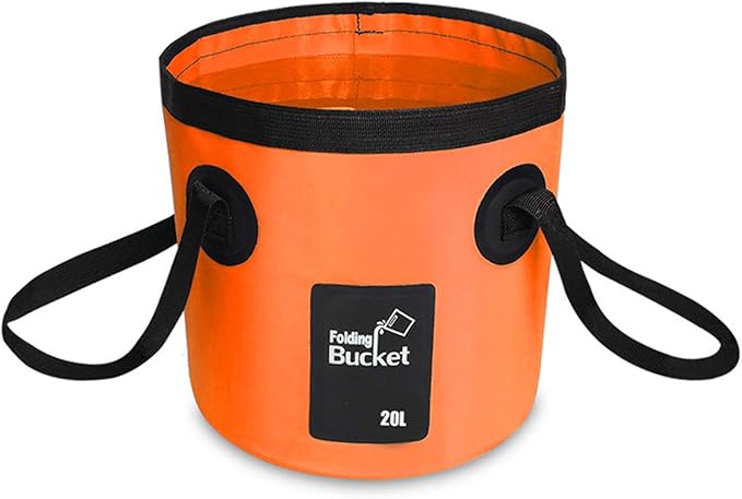 BANCHELLE Collapsible Bucket Water Container Portable Folding Camp Wash Basin for Outdoor Traveling Hiking Fishing Car Washing Gardening Camping (Orange, 20L)