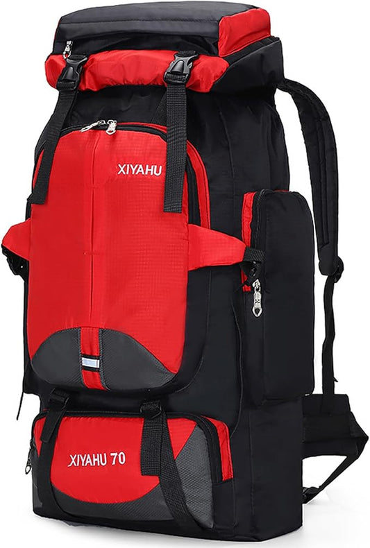 Lawaia 70L Hiking Backpack Rucking Camping Lightweight Backpacking Outdoor Travel Bag Trekking Back Pack Large Capacity Backpacks Climbing Trail Backpack for Men Women- Red