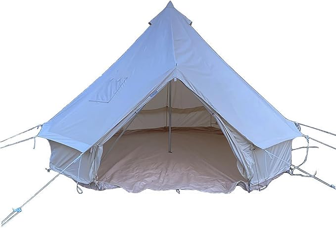 GeRRiT 4 Season Cotton Canvas Yurt Tent with Stove Jacks, 4M / 13ft Waterproof Canvas Bell Tent, Big Space Camping Yurt Style Tent for Family Camping Picnic
