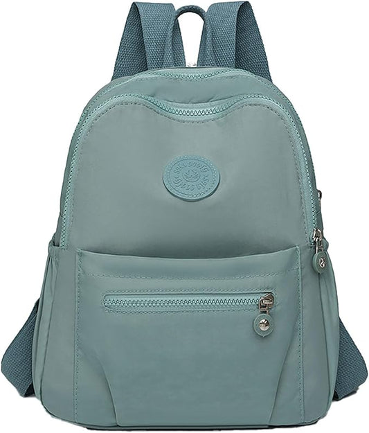 Simple Casual Solid Color Lightweight College Work Backpack Anti Theft Travel Backpack Daypack for Women (Grey Blue)