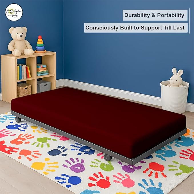 Cot Fitted Sheet 25 x 75, 100% Egyptian Cotton, 1 PC Cot Size Bottom Sheet Only, Perfect for Narrow Twin, Camp Bunk, Army Cots, Trifold Mattress, Camping Cot, Guest Bed Replacement(Burgundy)