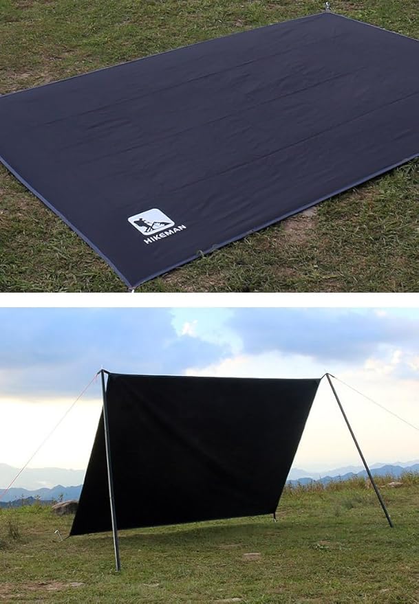 Bringsine Bringsine Waterproof Camping Tent Tarp-95"x83",4 in 1 Multifunctional Tent Mat Footprint for Camping,Hiking and Picnic,Ultralight & Foldable+Tent Stakes (Black, 71" x 83")
