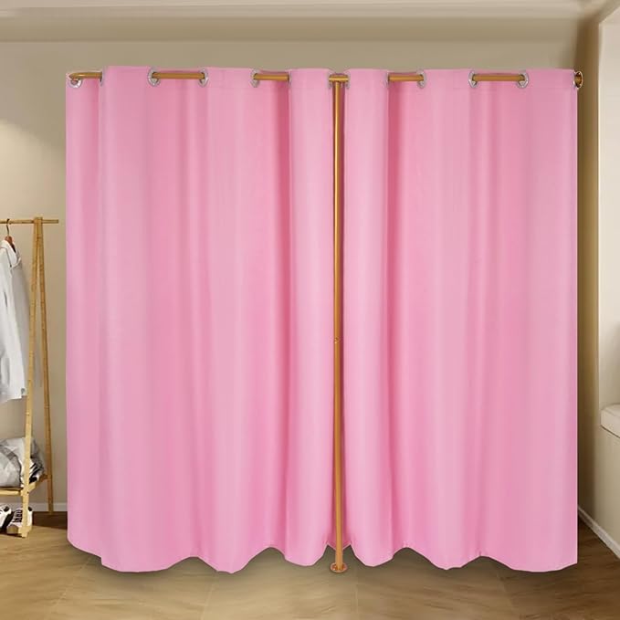 Clothing Store Fitting Room, Clothing Store Dressing Room, F-Shaped Room Privacy Protection Changing Room Divider, Dressing Room Fitting Room for Boutique, Curtain Room Divider (F-Shaped-Pink)