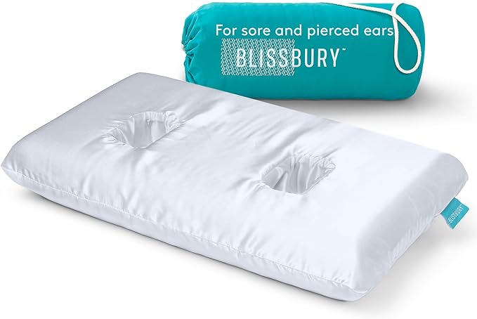 BLISSBURY Piercing Pillow with Ear Hole for Sleeping with Sore Ear Pain | Adjustable Memory Foam with Holes for chondrodermatitis CNH | Piercing Pillow for Side Sleepers