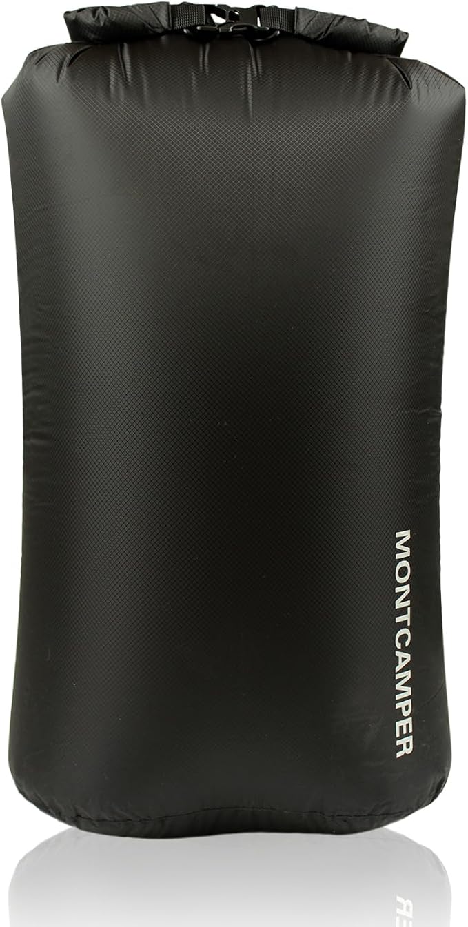 Waterproof Dry Bag 35L – 30D Nylon Roll Top Dry Sack with DWR & PU Coating, Lightweight Water-Resistant Storage for Kayaking, Camping, Hiking, Fishing & Beach (Black)