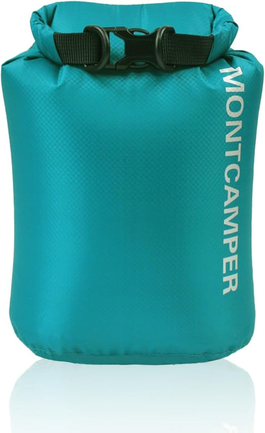 Waterproof Dry Bag 3L – 30D Nylon Roll Top Dry Sack with DWR & PU Coating, Lightweight Water-Resistant Storage for Kayaking, Camping, Hiking, Fishing & Beach (Turquoise Blue)