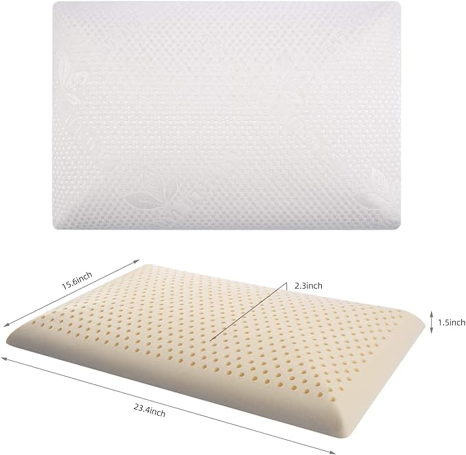 SUQ I OME Slim Sleeper -Thin Latex Pillow for Sleeping,Dunlop Low Profile Ultra Thin for Stomach, Back, or Side Sleepers, Firm, 23x15.7x2.7 inch,Cube White