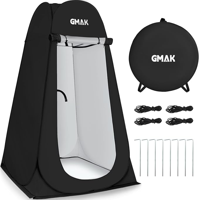 GMAK Pop Up Privacy Shower Tent, Portable Pop Up Beach Dressing Changing Room UV/Rain Outdoor Privacy Shelter Camping Tents, Shower Room Toilet Shelters for Outdoor Hiking Beach Picnic Fishing, Black