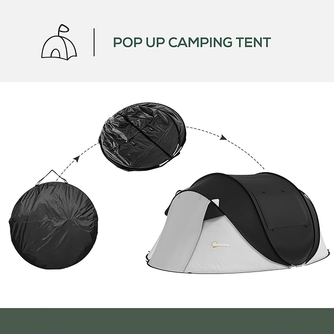 Outsunny Large Camping Tent with 10 Person Floorspace, Rain Cover & Breathable Mesh Roof, Cabin Tent 8 Person Size, Big Family Tent Camping Accessory
