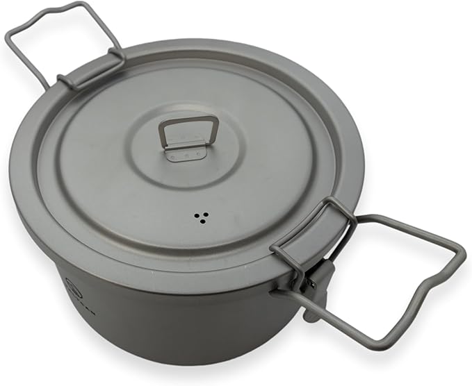 Valtcan 2000ml Titanium Rice Cooker Pot Home and Camping Backpacking Bento Lunch Box with locking Lid for Rapid Easy Rice Making