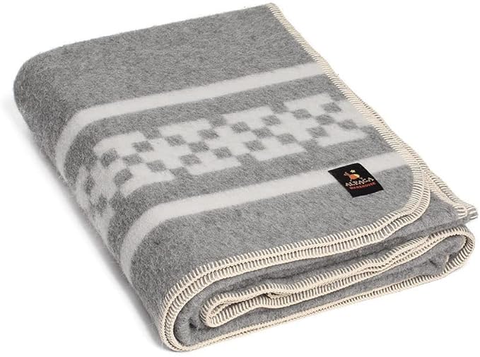 Thick Alpaca Wool Blanket Heavyweight for Camping Outdoors Indoors Soft Peruvian Alpaca Wool Blankets That Come in Twin Queen King Size Ethnic Design (Soft Gray/Silver Gray, Twin)